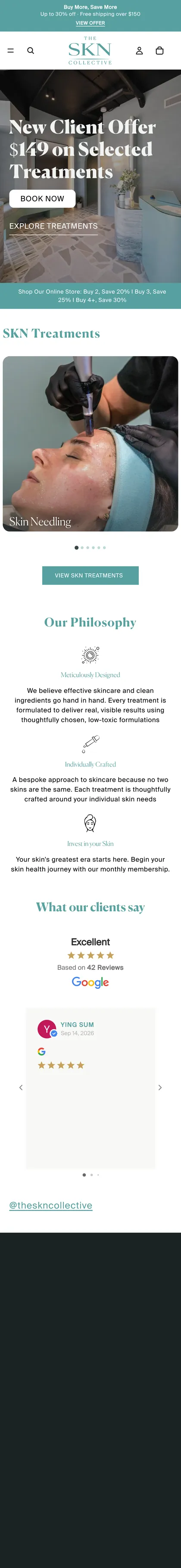 The SKN Collective website on mobile